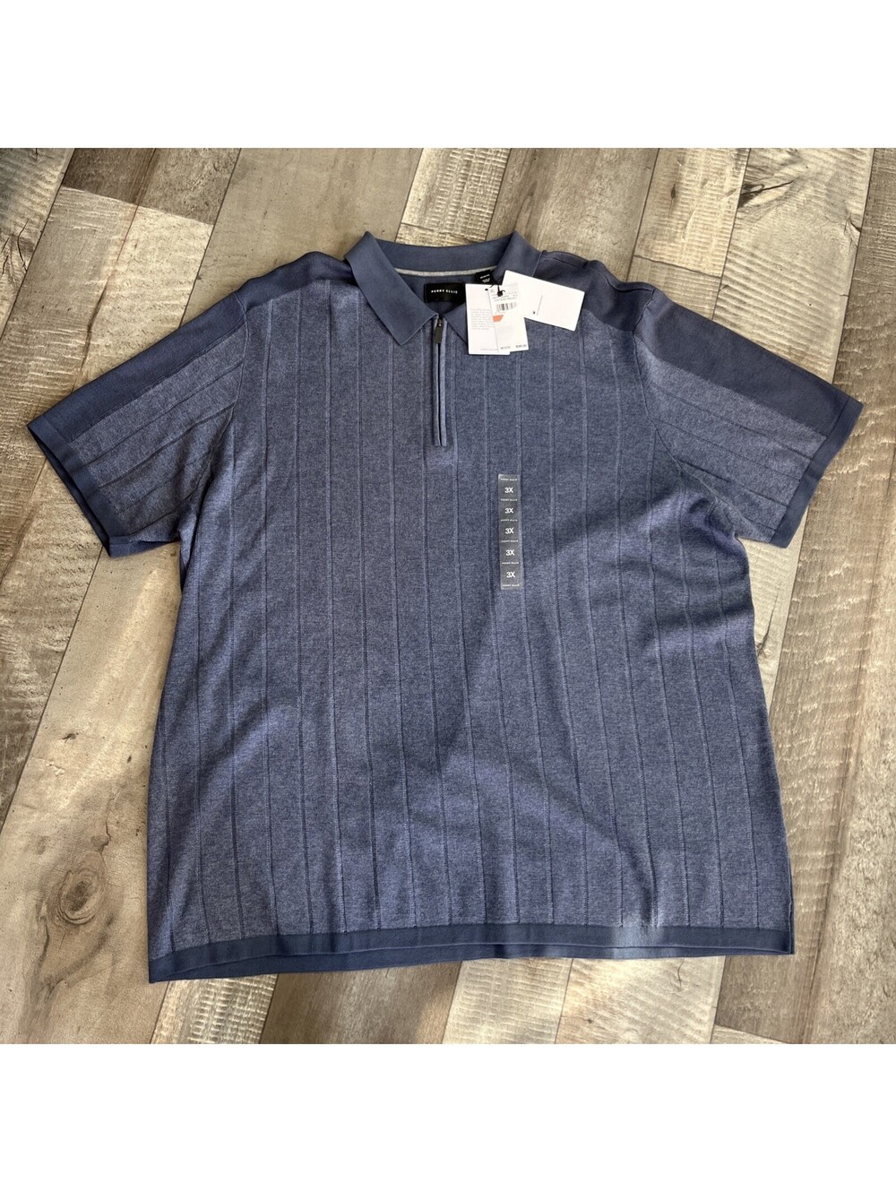 Perry Ellis Short Sleeve Color Block Quarter Zip Polo Shirt Size 3xl Big Man $99